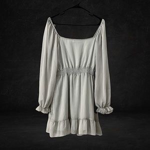 Mint chiffon dress with sleeves